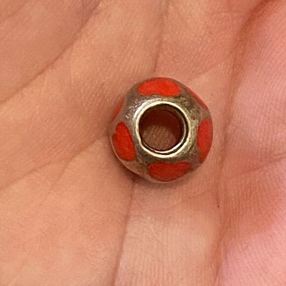 Authentic Pandora “Love You” Red Enamel Hearts Charm - Picture 2 of 2